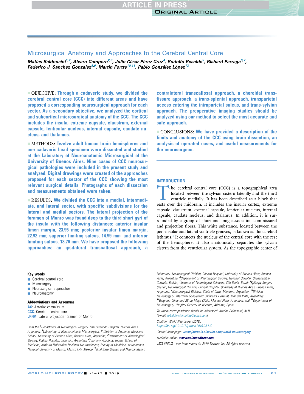 Microsurgical Anatomy and Approaches to the Cerebral Central