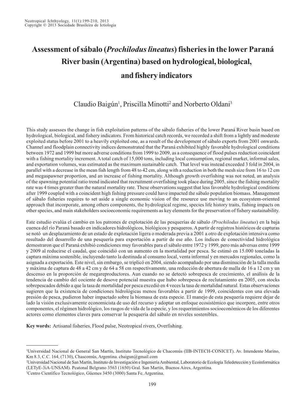 (Prochilodus Lineatus) Fisheries in the Lower Paraná River Basin (Argentina) Based on Hydrological, Biological, and Fishery Indicators