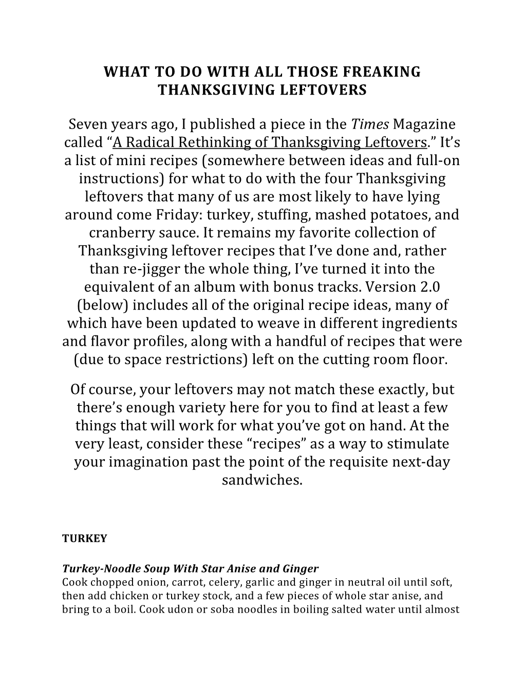 What to Do with All Those Freaking Thanksgiving Leftovers