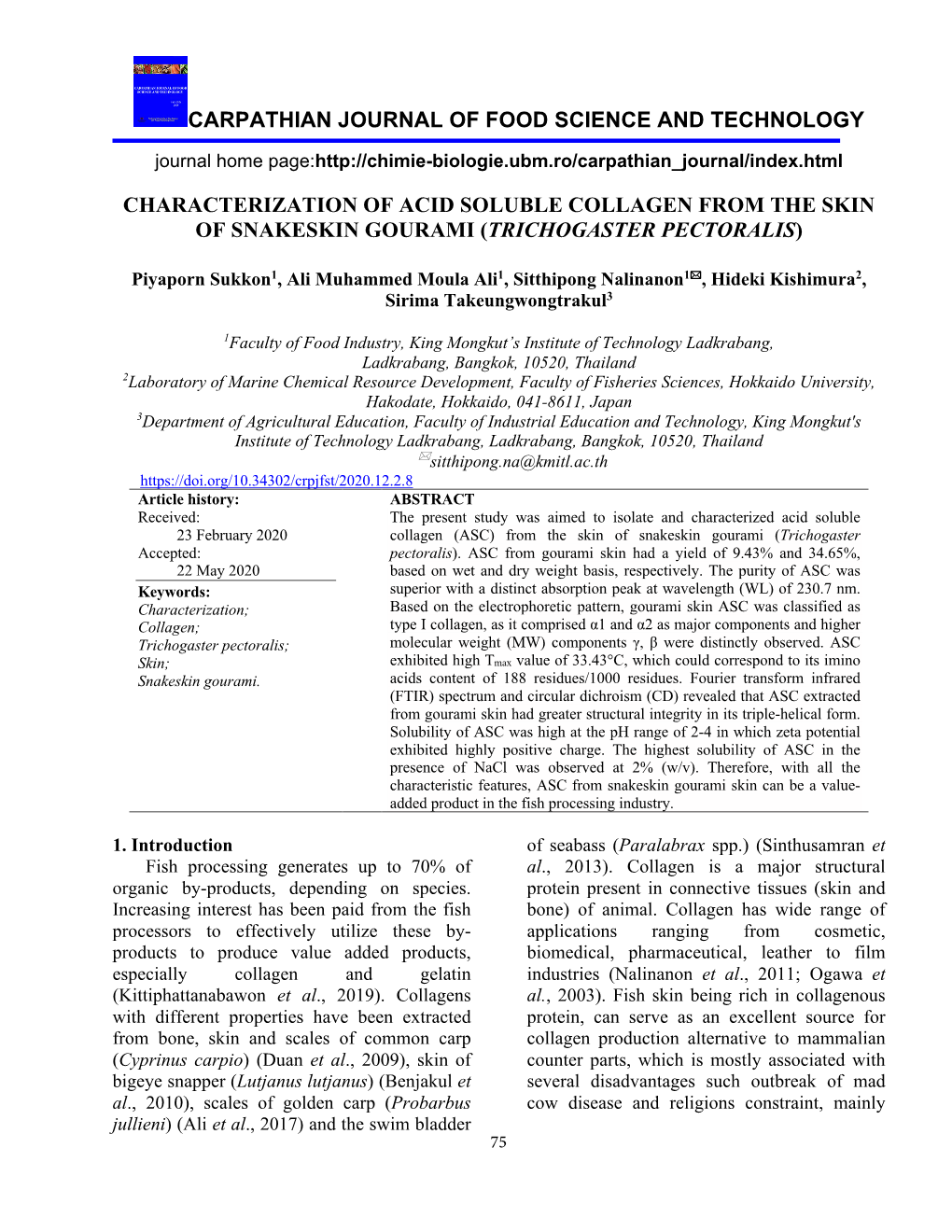 Carpathian Journal of Food Science and Technology