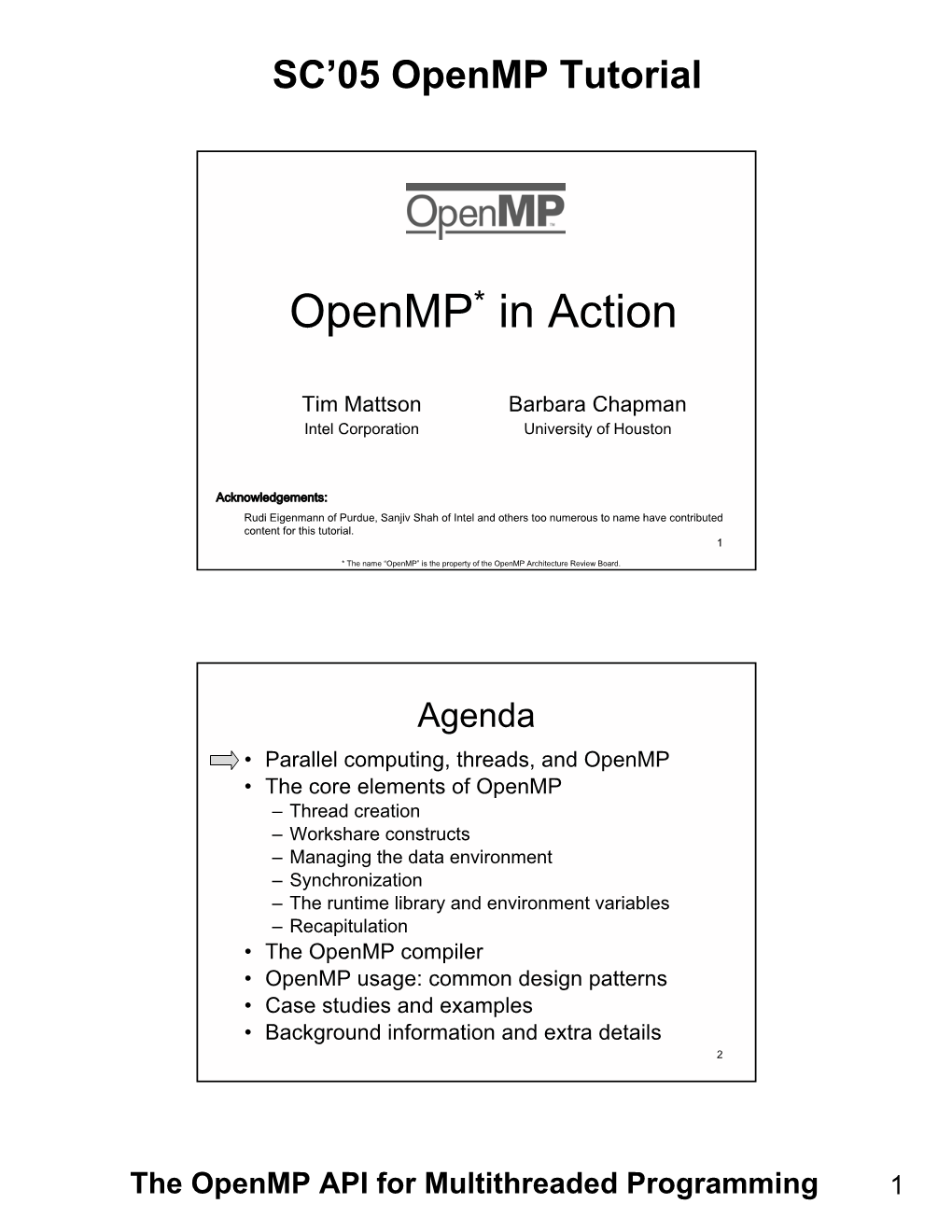 Openmp* in Action
