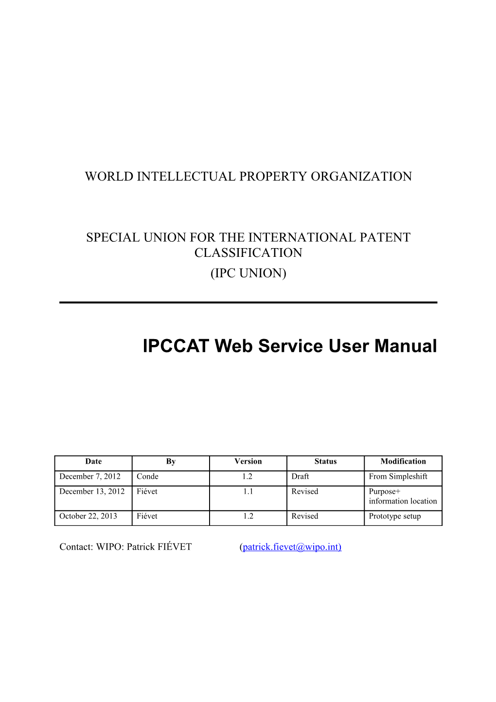 IPCCAT Web Service User Manual
