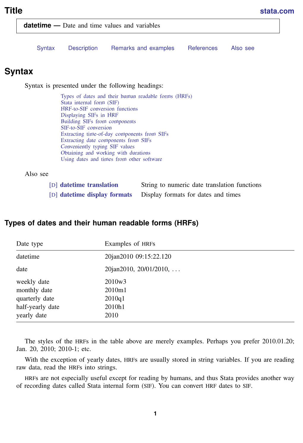 Datetime — Date and Time Values and Variables