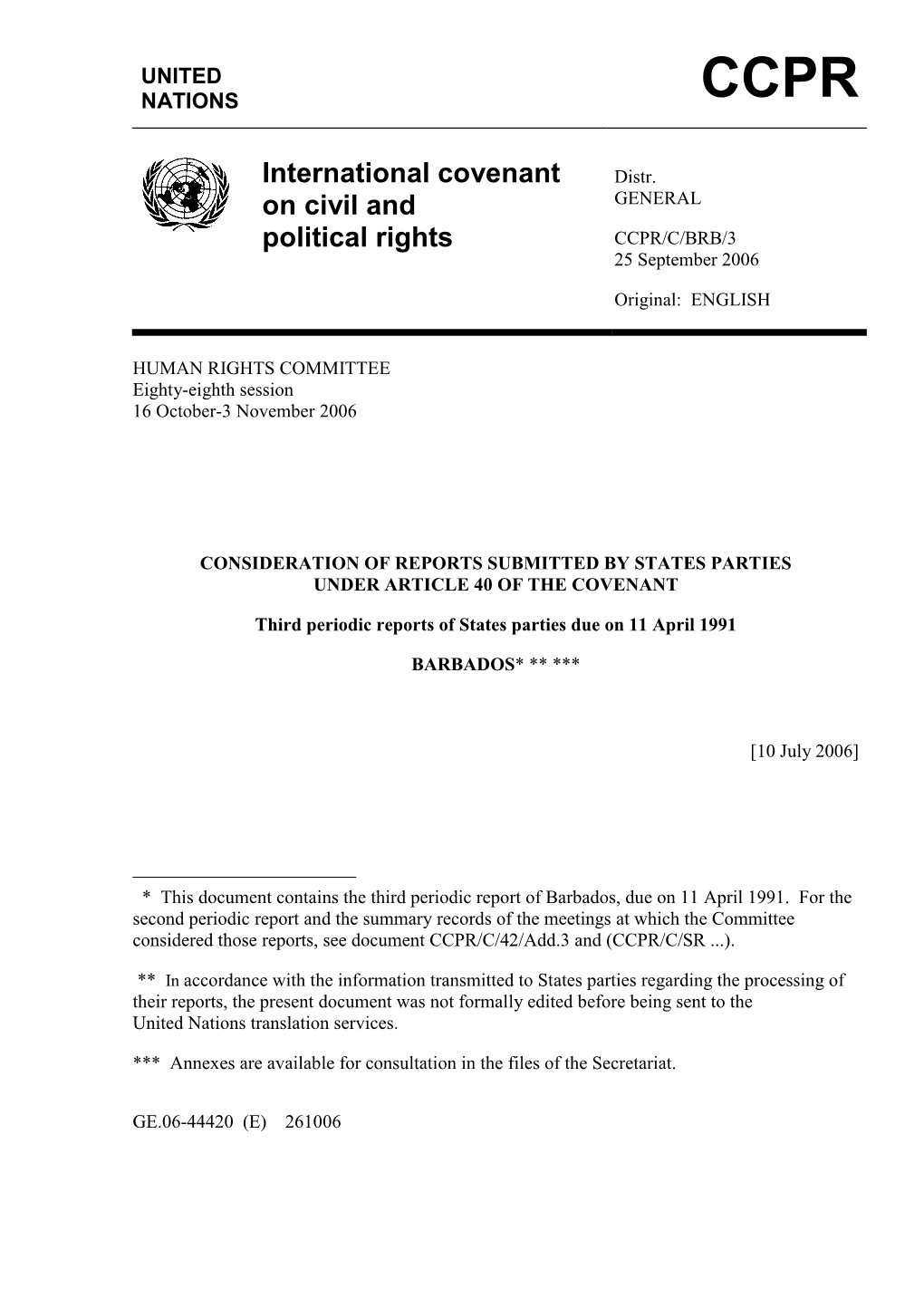 International Covenant on Civil and Political Rights Which Allows for the Appeal of Individuals to the Committee);