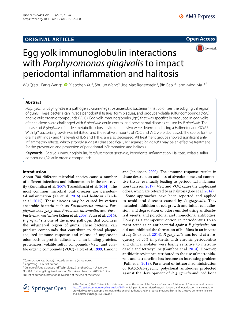 Egg Yolk Immunoglobulin Interactions with Porphyromonas Gingivalis To