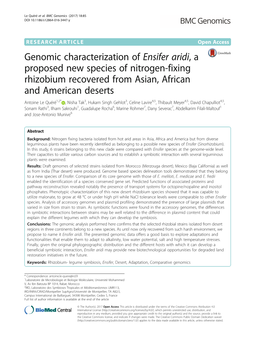 Genomic Characterization of Ensifer Aridi, a Proposed