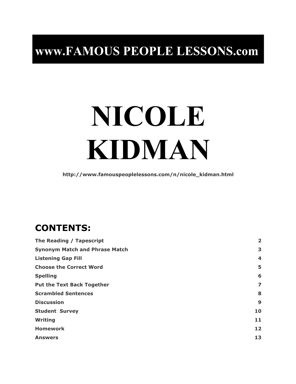 Famous People Lessons - Nicole Kidman