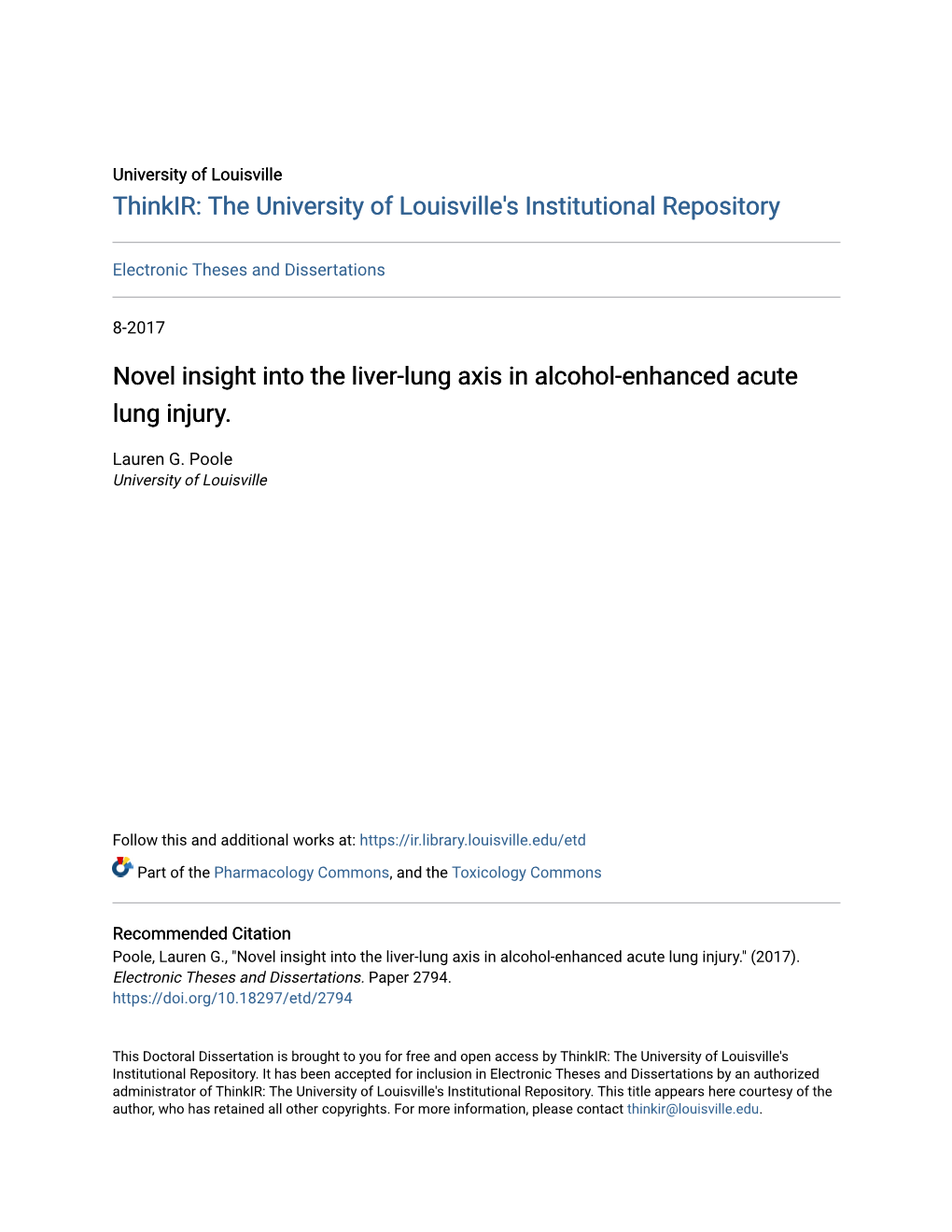 Novel Insight Into the Liver-Lung Axis in Alcohol-Enhanced Acute Lung Injury