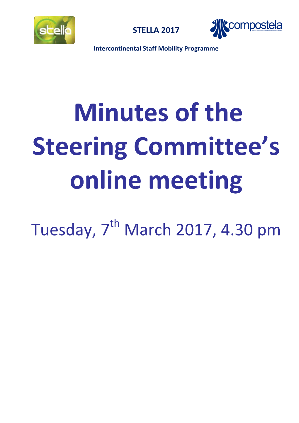 Minutes of the Steering Committee's Online Meeting