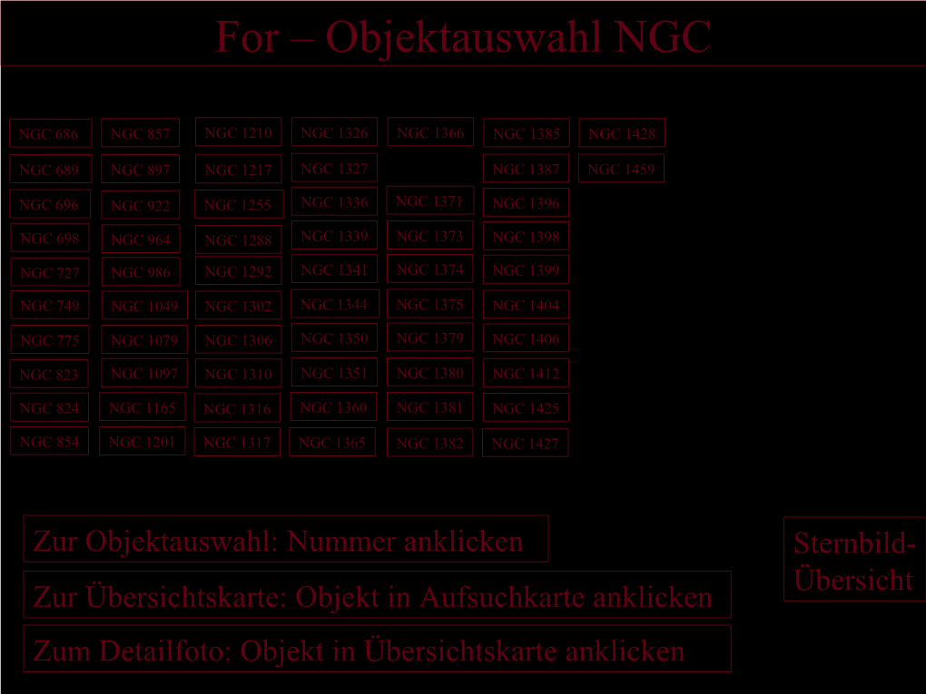 For – Objektauswahl NGC