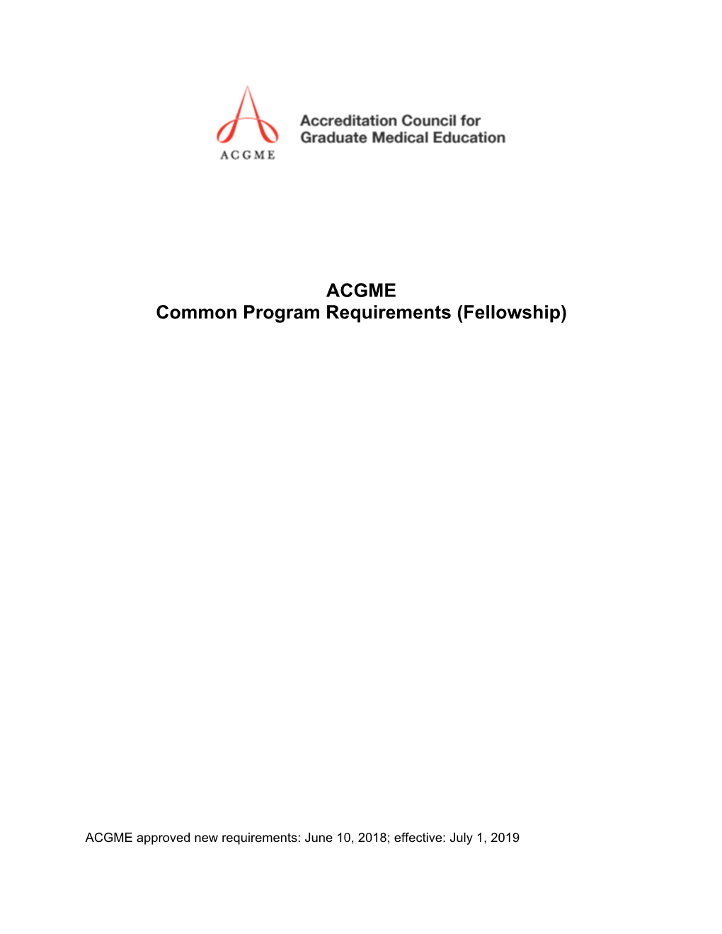 ACGME Common Program Requirements (Fellowship)