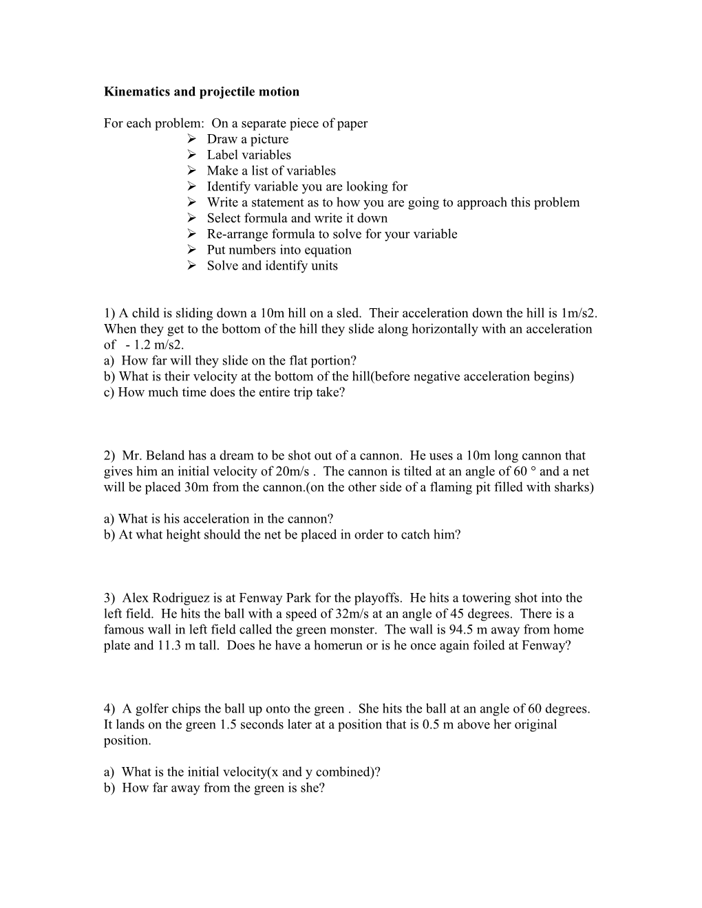 Kinematics and Projectile Motion