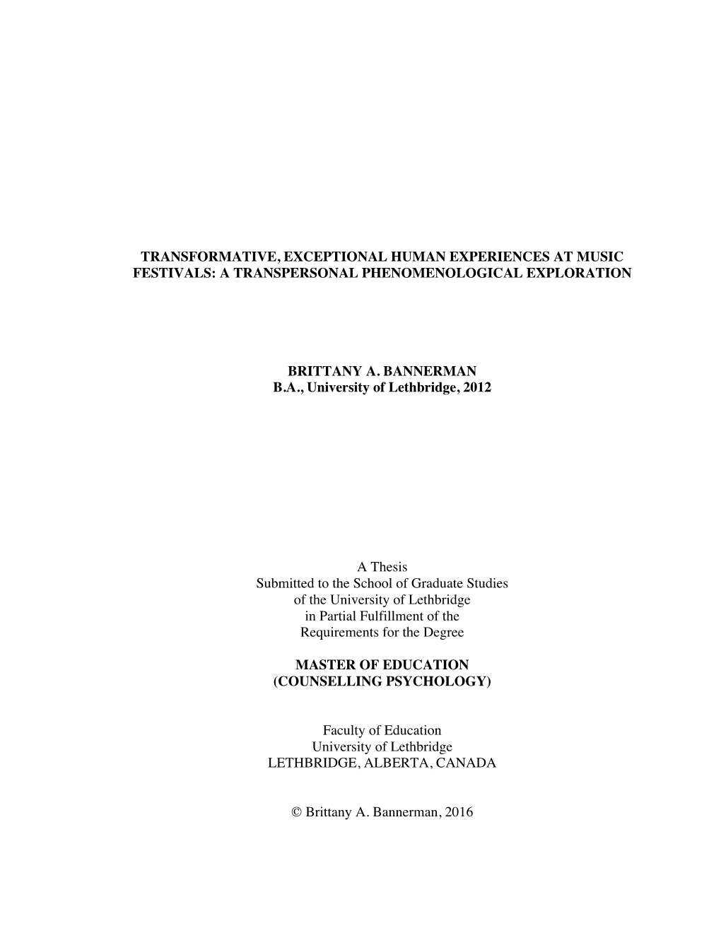 Transformative, Exceptional Human Experiences at Music Festivals: a Transpersonal Phenomenological Exploration