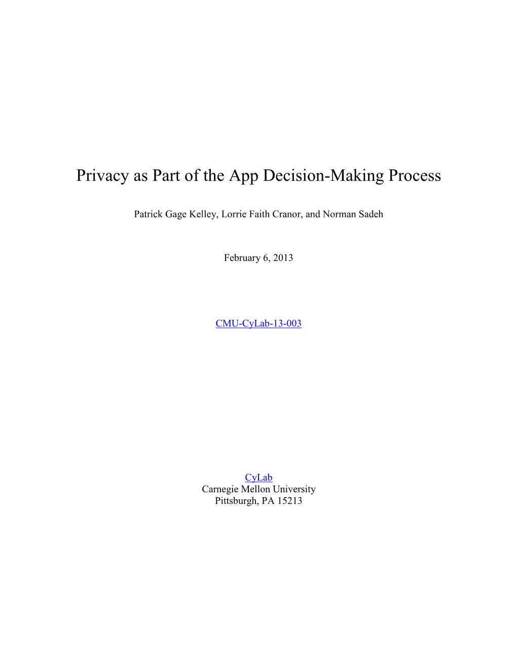 Privacy As Part of the App Decision-Making Process