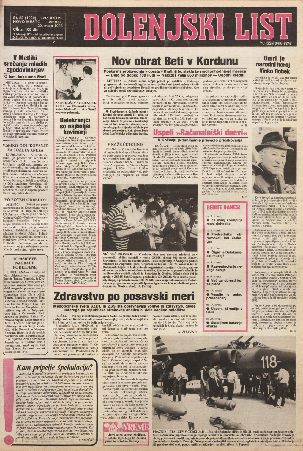 29. Maj 1986 (Št. 1920)