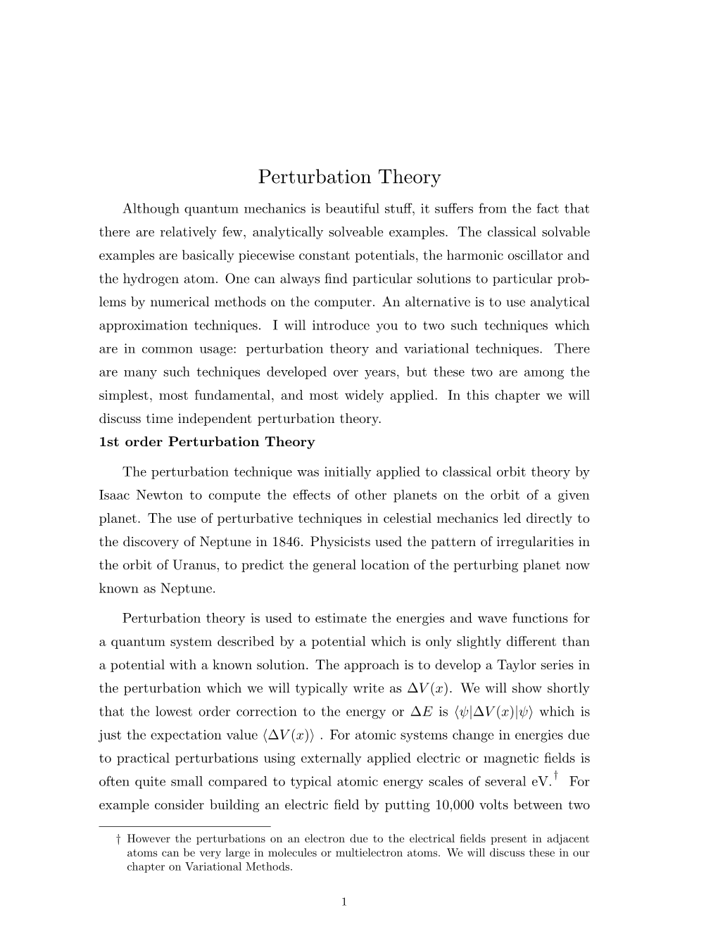 Perturbation Theory