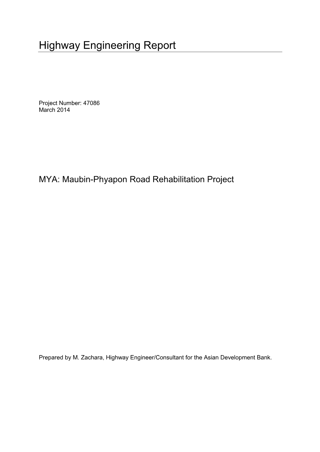 Highway Engineering Report