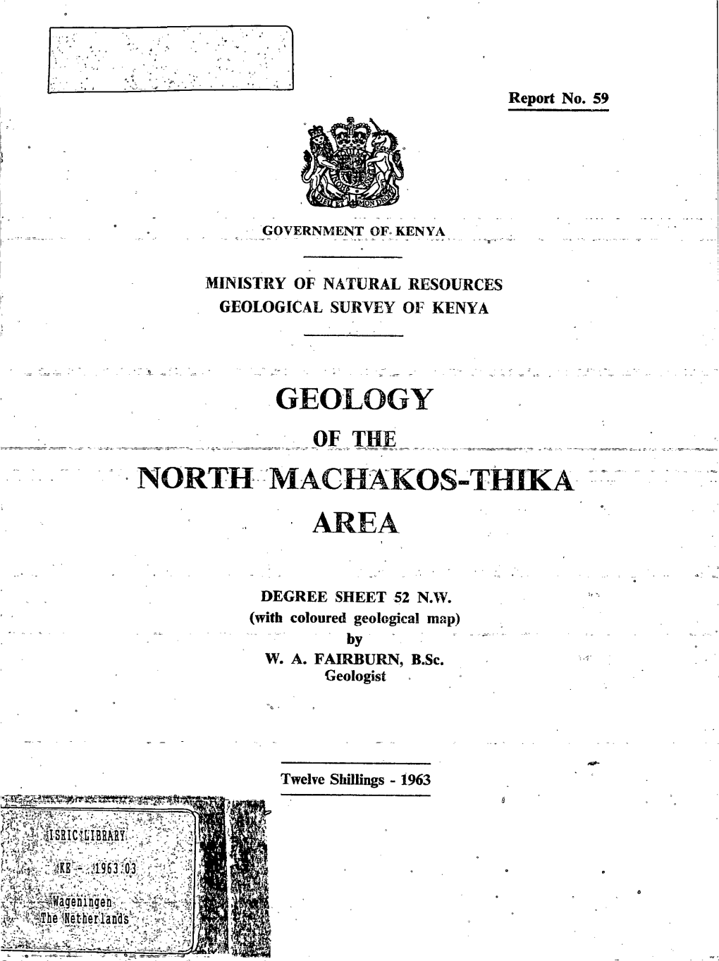 Geology of the North Machakos-Thika Area