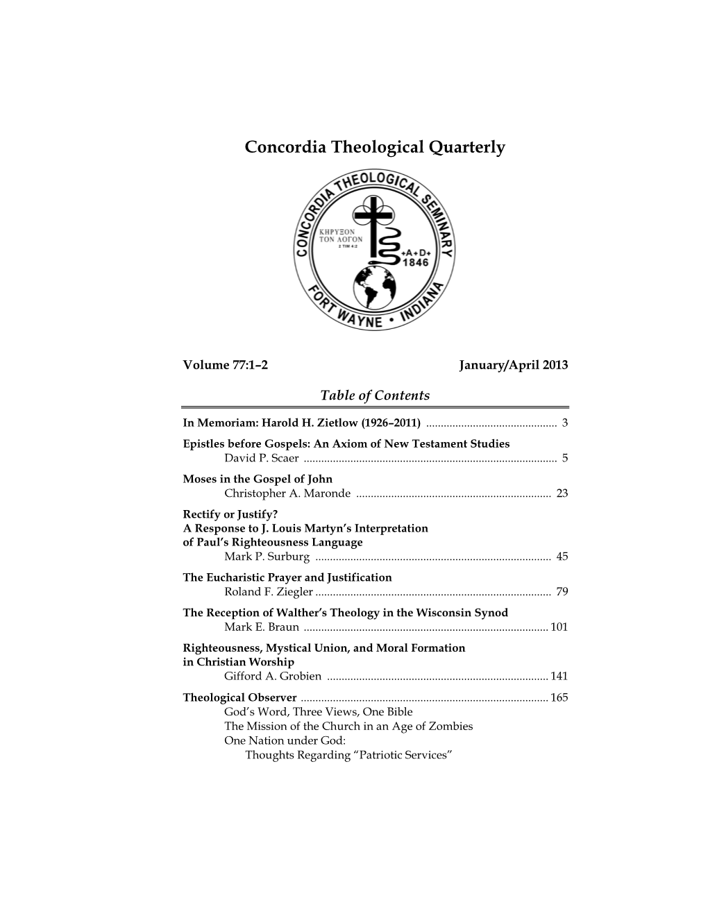 Concordia Theological Quarterly