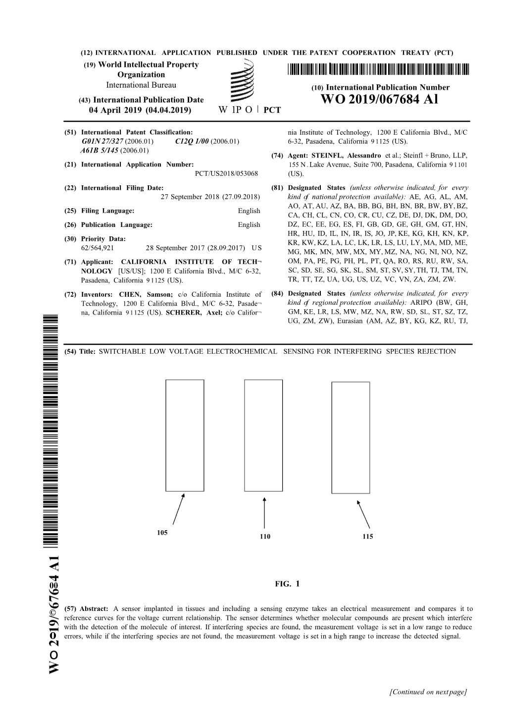 WO 2019/067684 Al 04 April 2019 (04.04.2019) W 1P O PCT