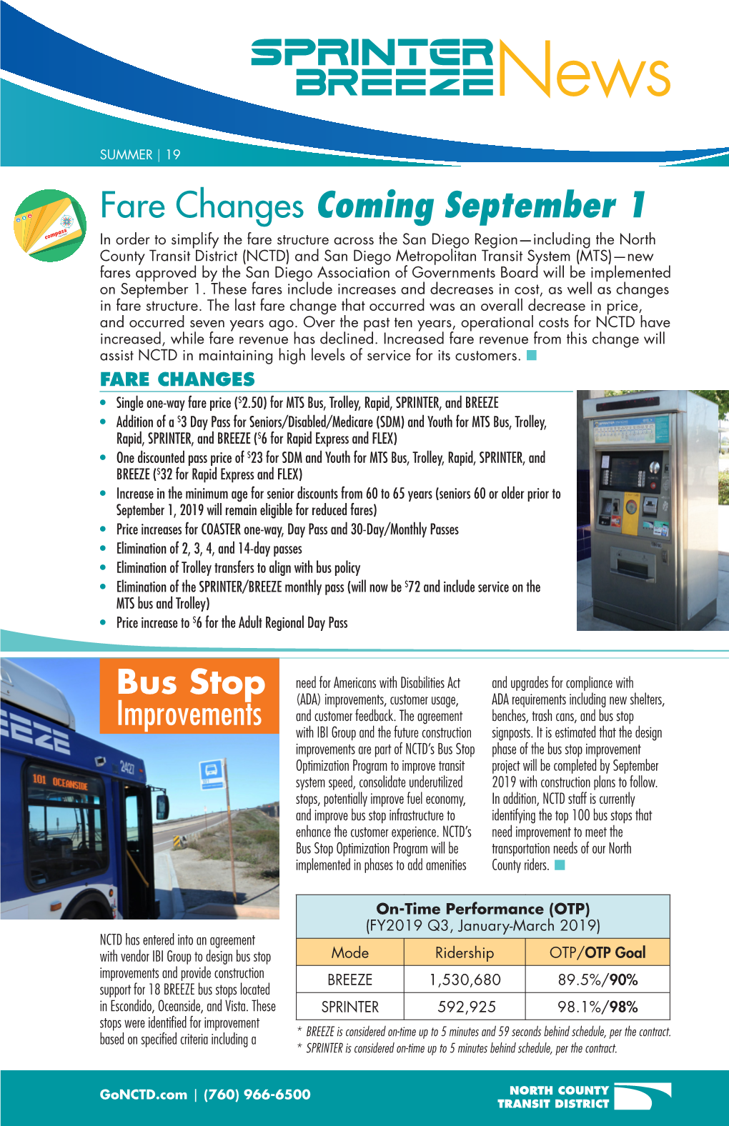 Fare Changes Coming September 1