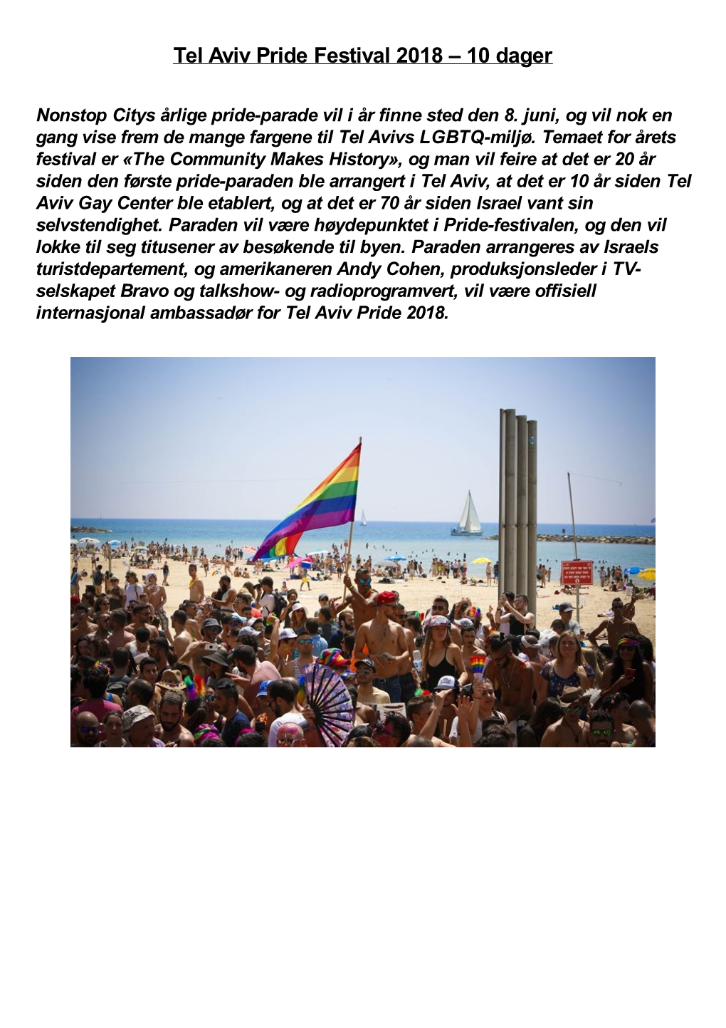 Tel Aviv Pride Festival 2018 – 10 Dager