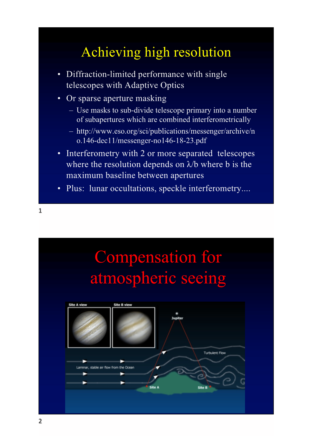 Compensation for Atmospheric Seeing