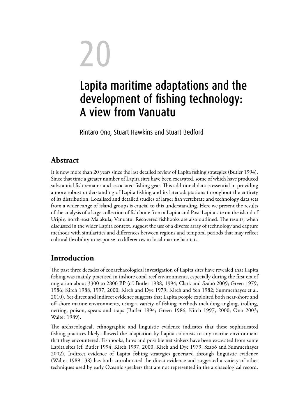 20. Lapita Maritime Adaptations and the Development of Fishing Technology 417