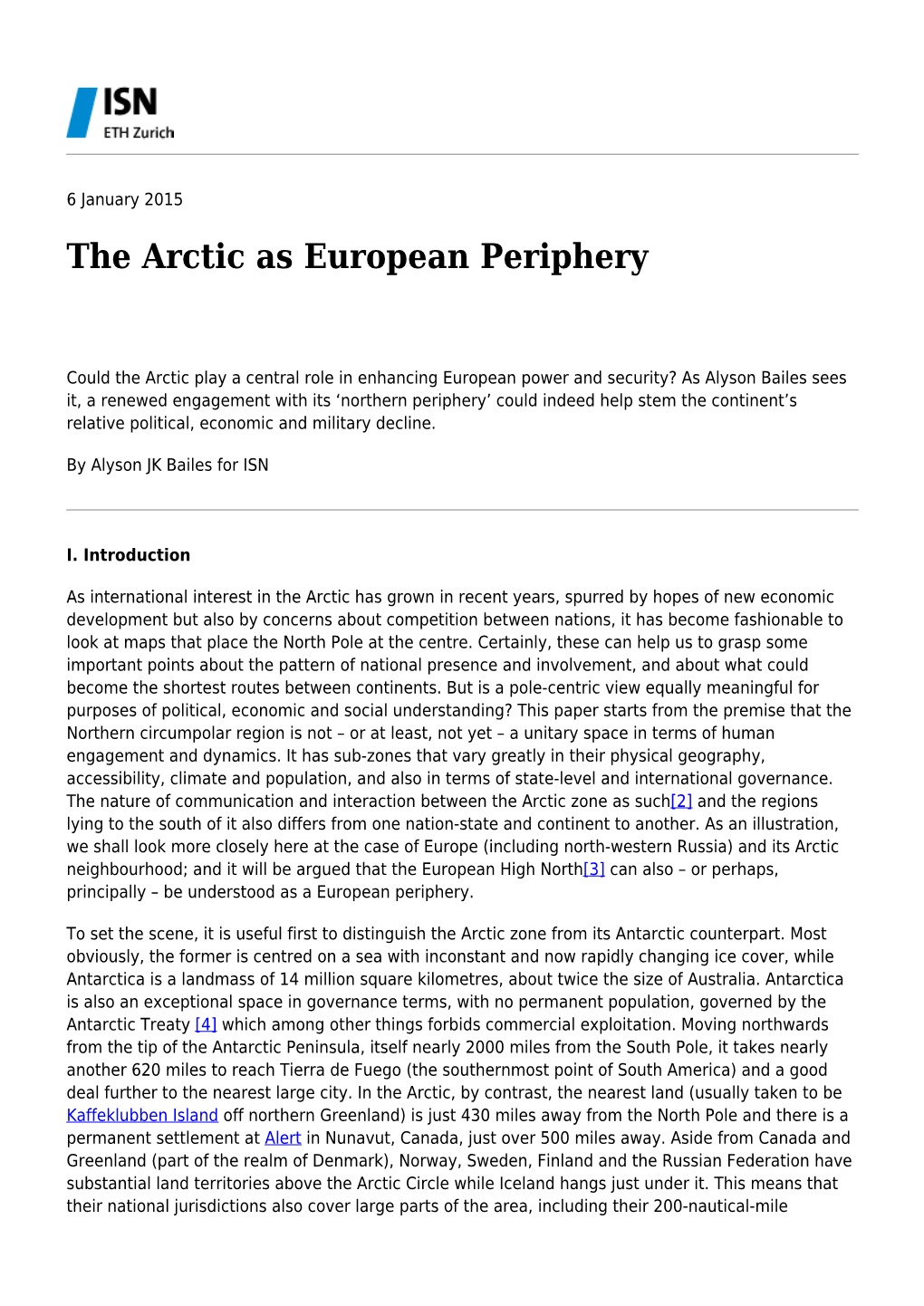The Arctic As European Periphery