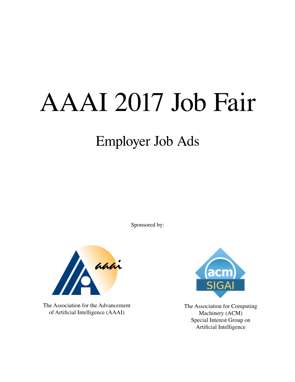AAAI 2017 Job Fair