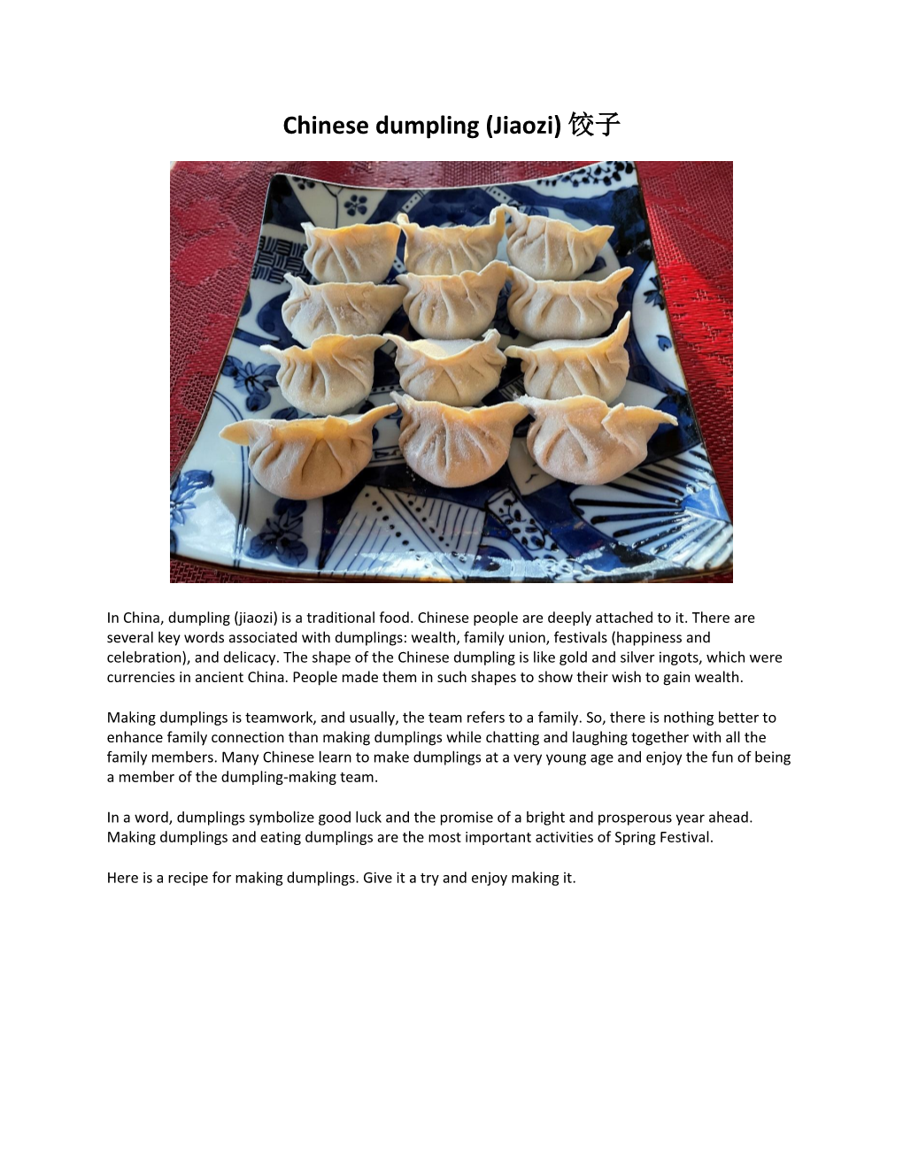 Dumpling Recipe