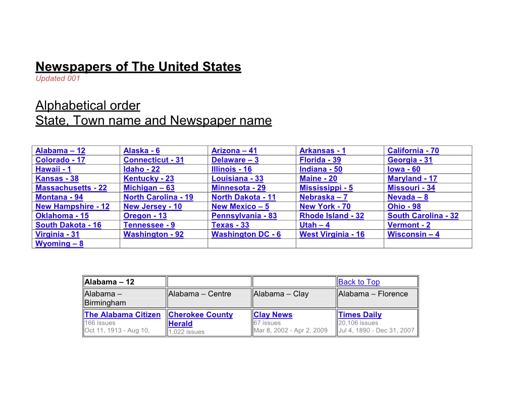 Table of States 2