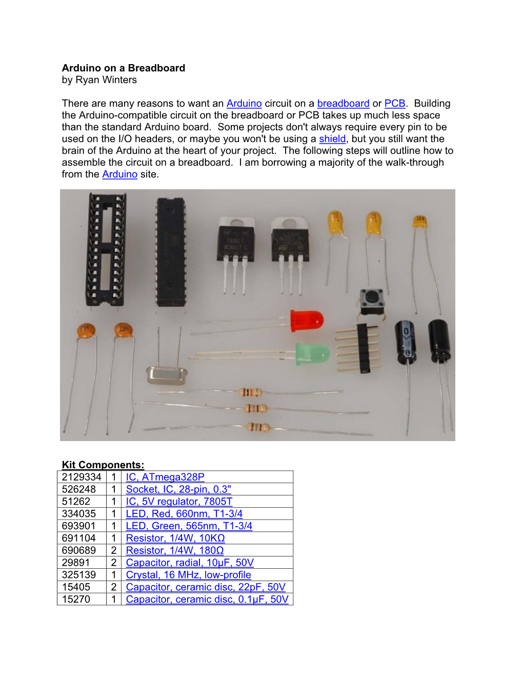 Arduino on a Breadboard by Ryan Winters