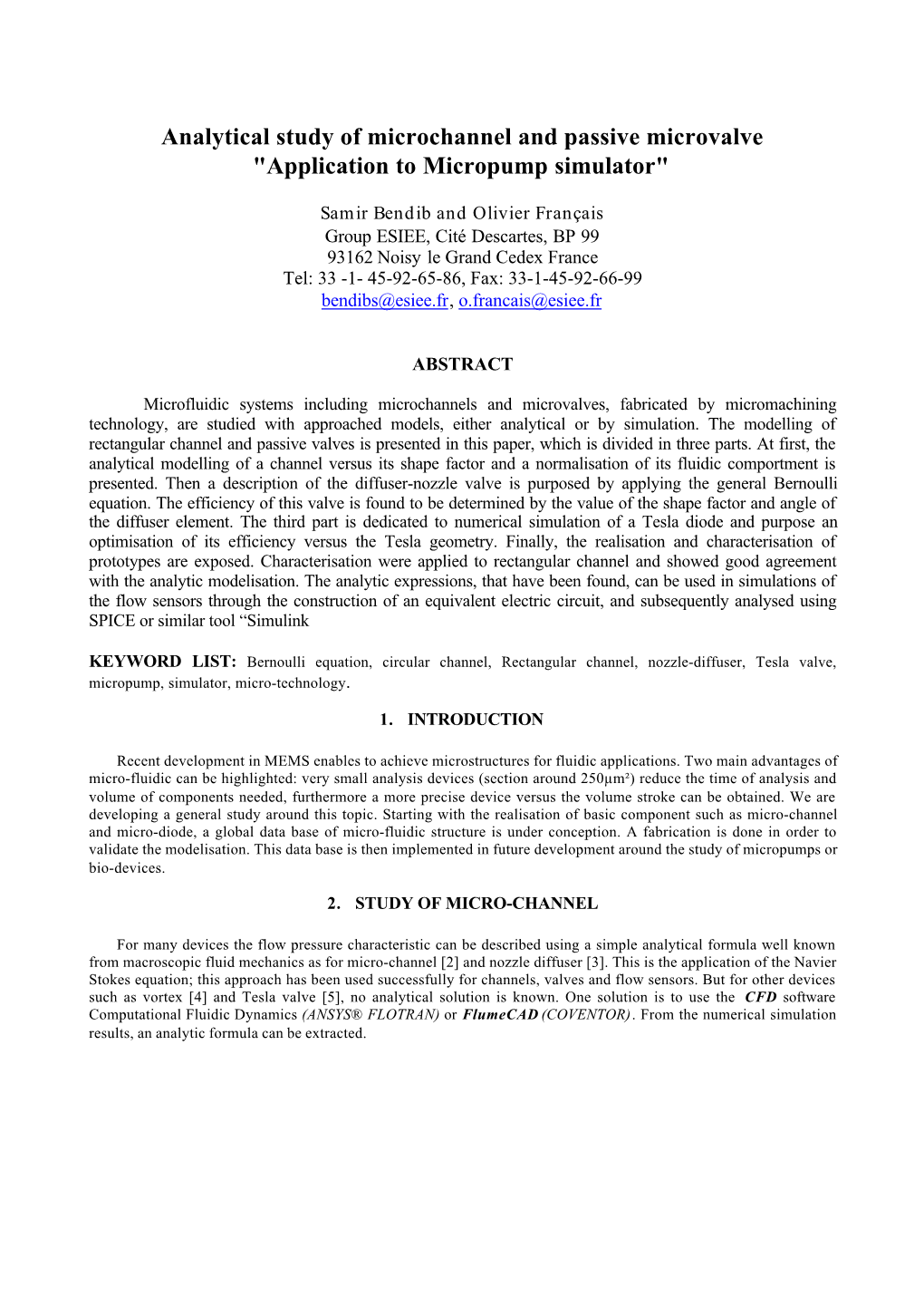 Analytical Study of Microchannel and Passive Microvalve 