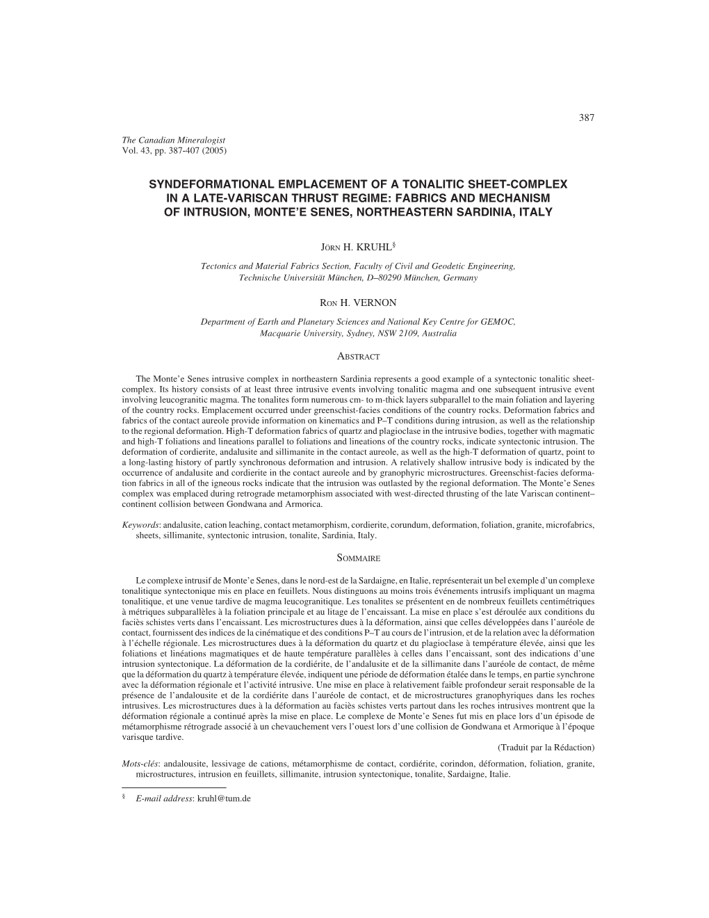 Syndeformational Emplacement of a Tonalitic