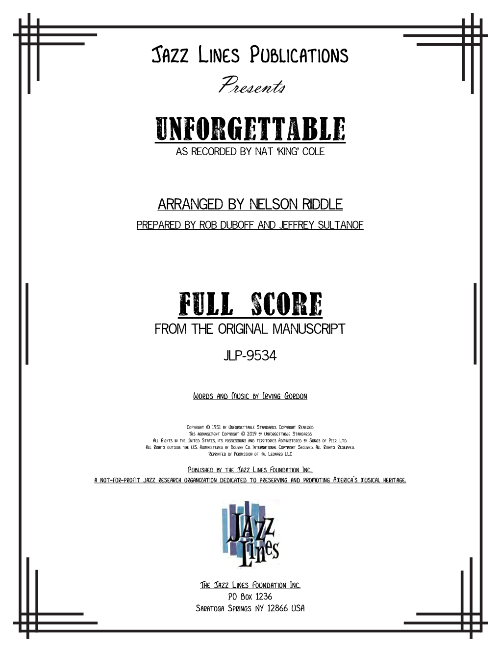 Unforgettable Full Score