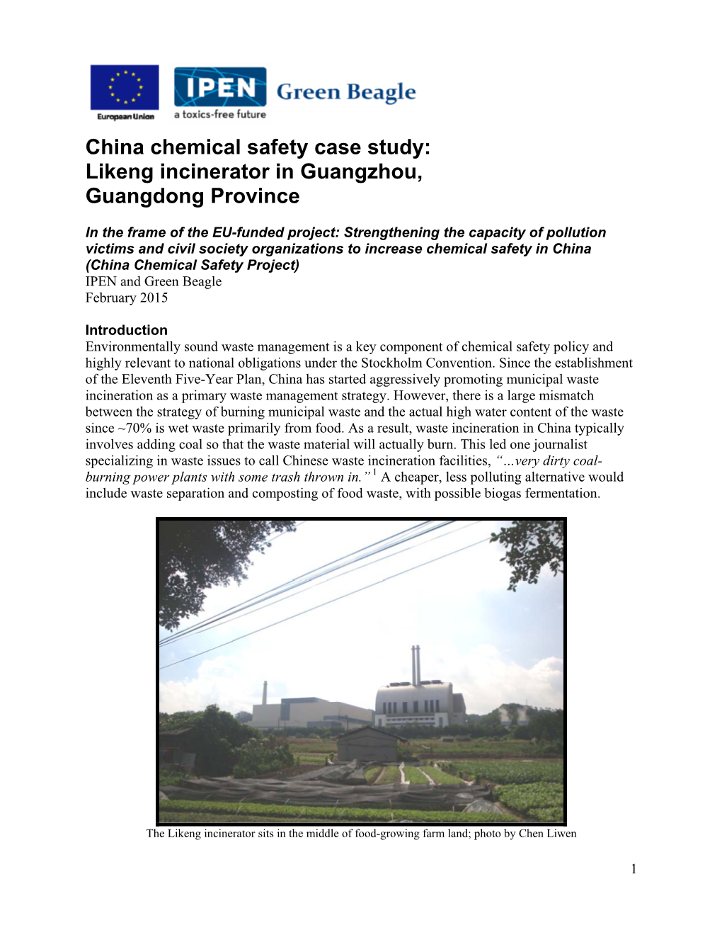 China Chemical Safety Case Study: Likeng Incinerator in Guangzhou, Guangdong Province