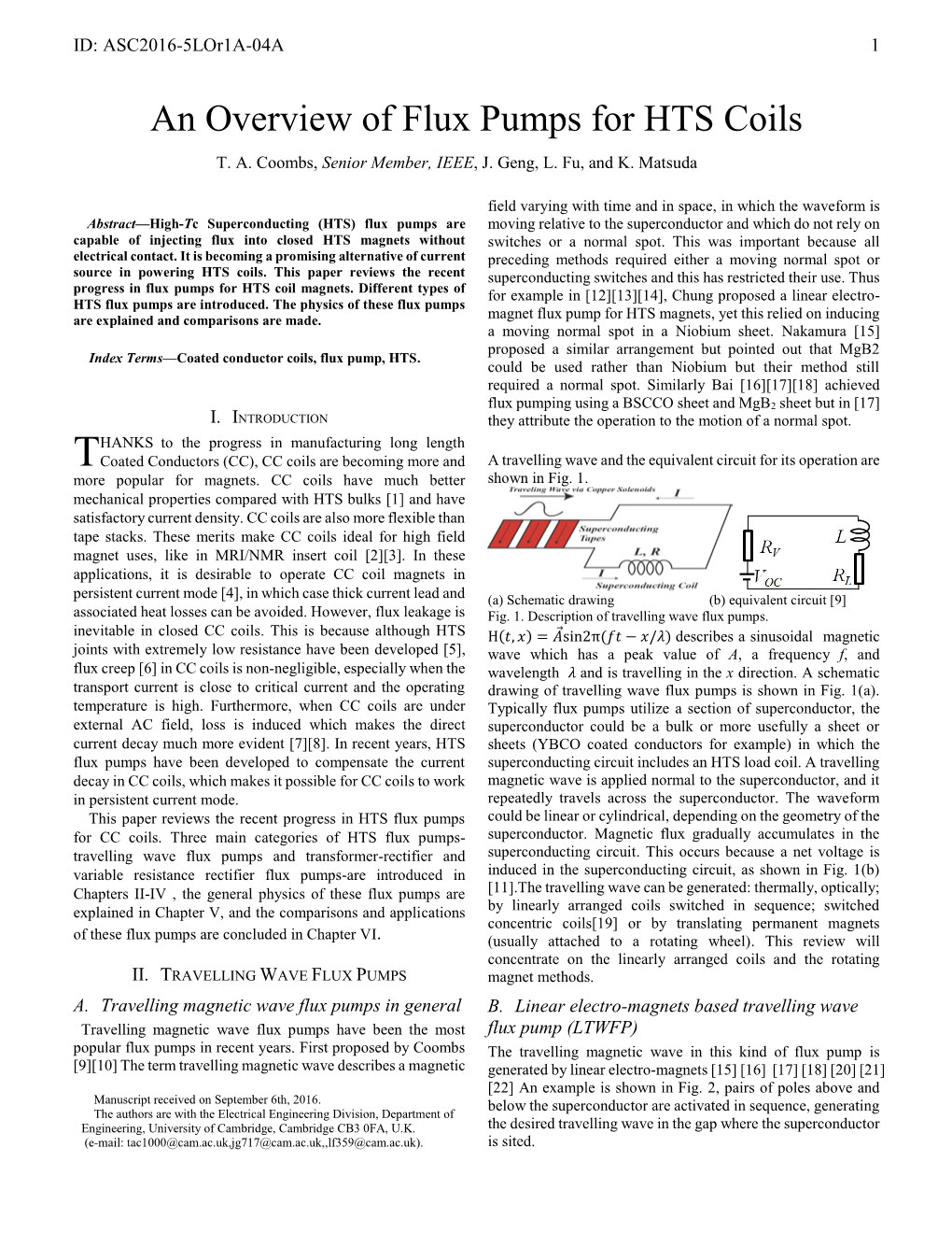 An Overview of Flux Pumps for HTS Coils T