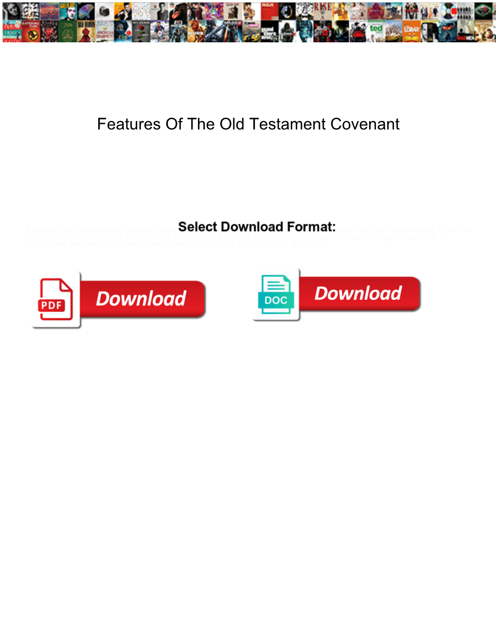 Features of the Old Testament Covenant