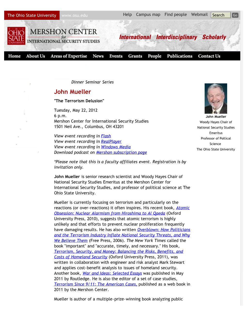 John Mueller | Mershon Center for International Security Studies