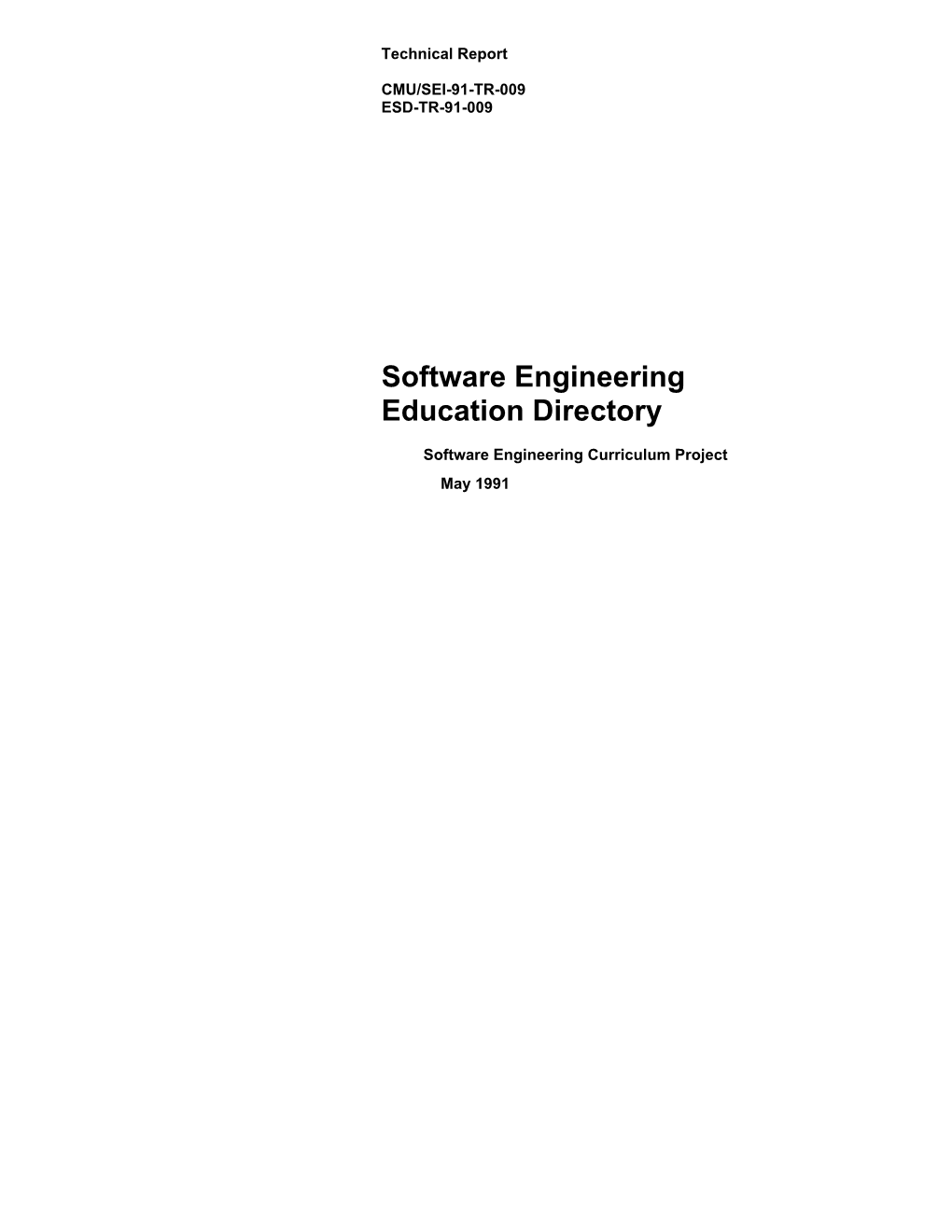 Software Engineering Education Directory (1991)