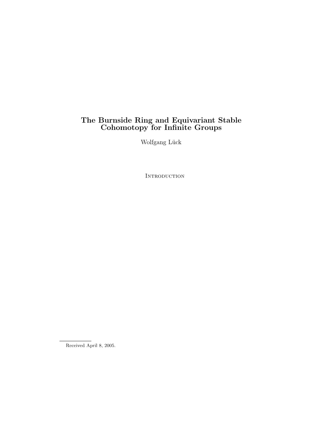 The Burnside Ring and Equivariant Stable Cohomotopy for Infinite Groups