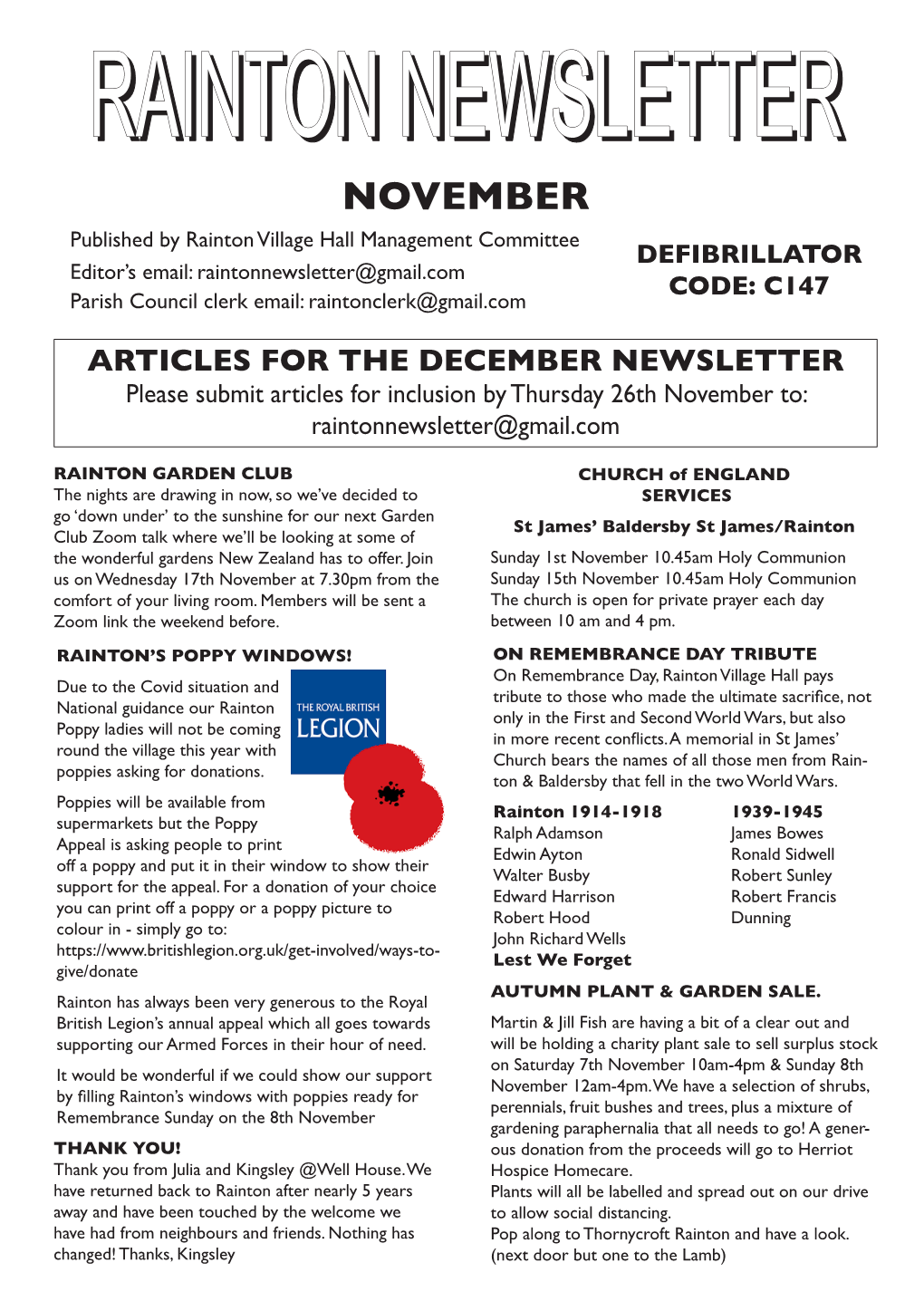 Rainton Newsletter Rainton Newsletter