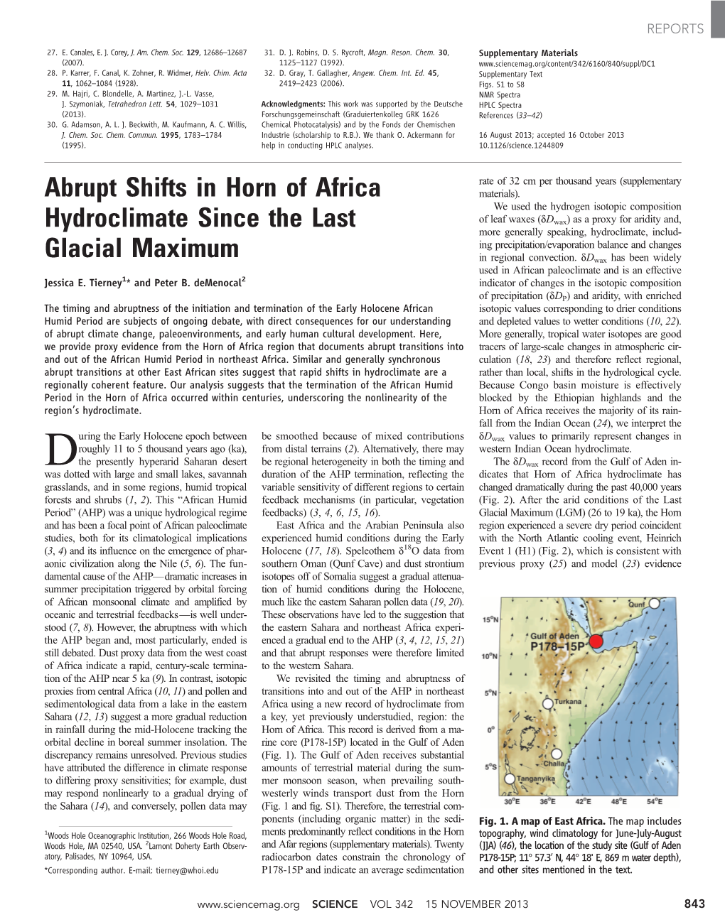 Abrupt Shifts in Horn of Africa Hydroclimate Since the Last Glacial Maximum