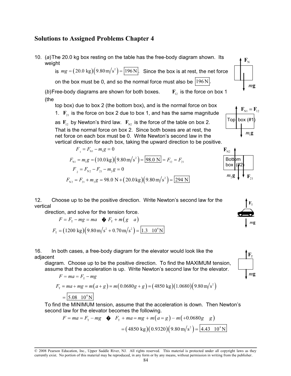 Solutions to Assigned Problems Chapter 4