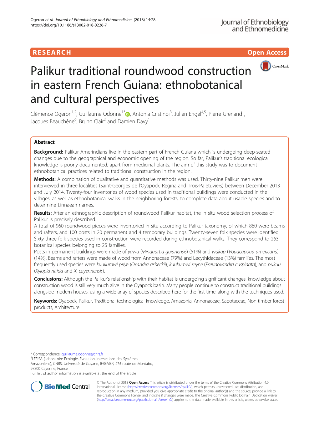 Palikur Traditional Roundwood Construction in Eastern French