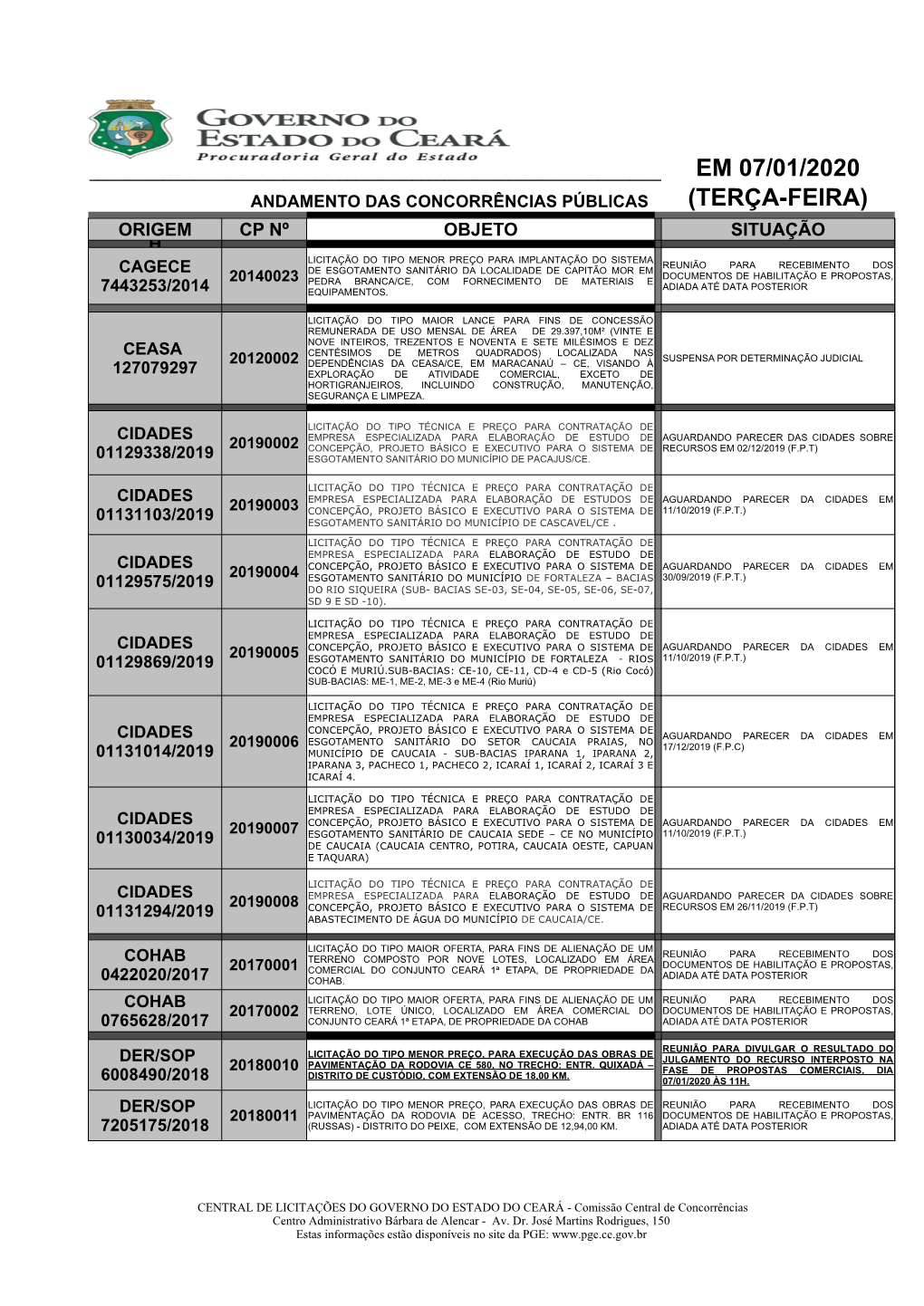 Em 07/01/2020 (Terça-Feira)