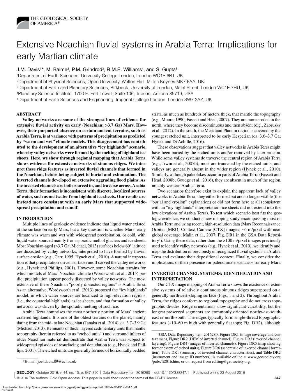 Extensive Noachian Fluvial Systems in Arabia Terra: Implications for Early Martian Climate