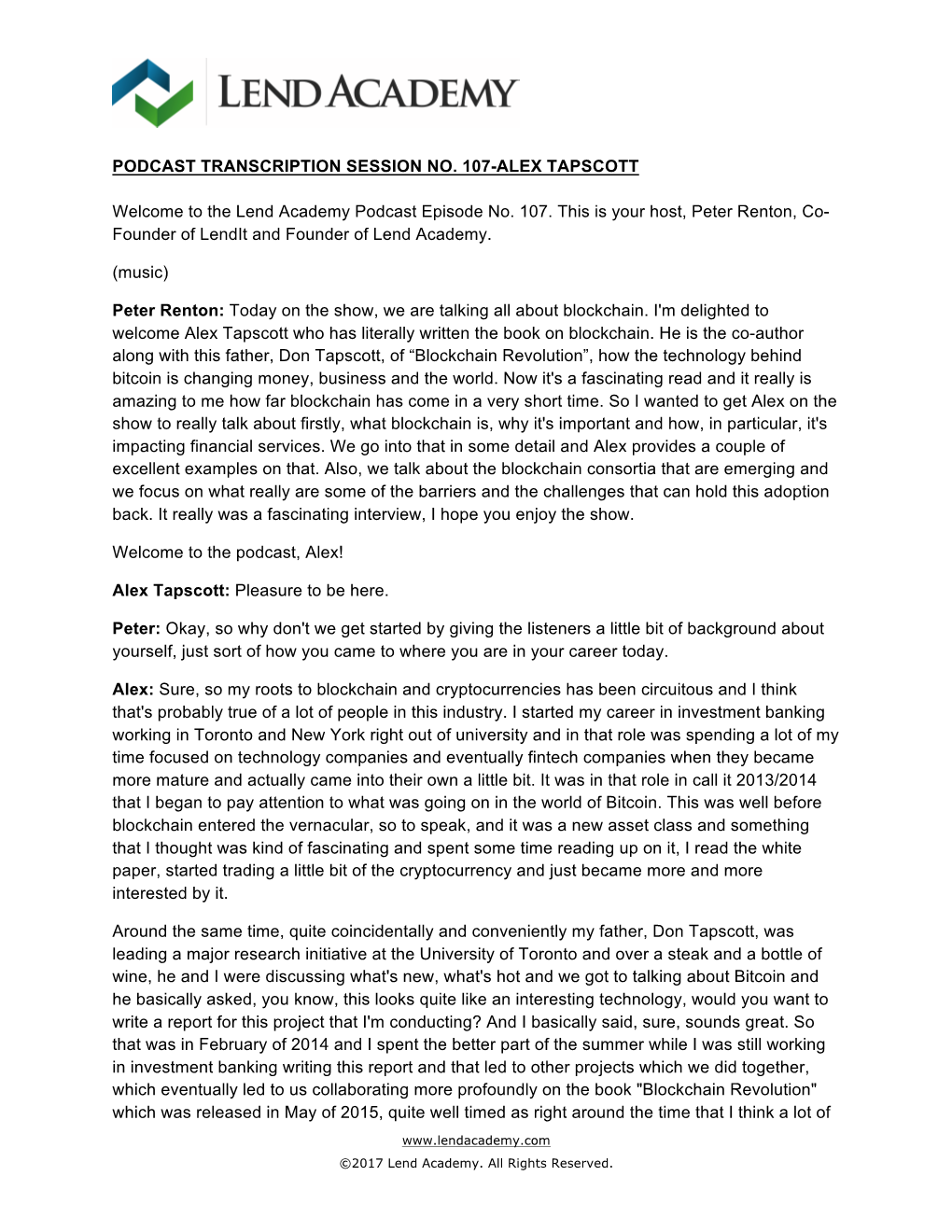 Download a PDF of the Transcription of Podcast 107 – Alex Tapscott