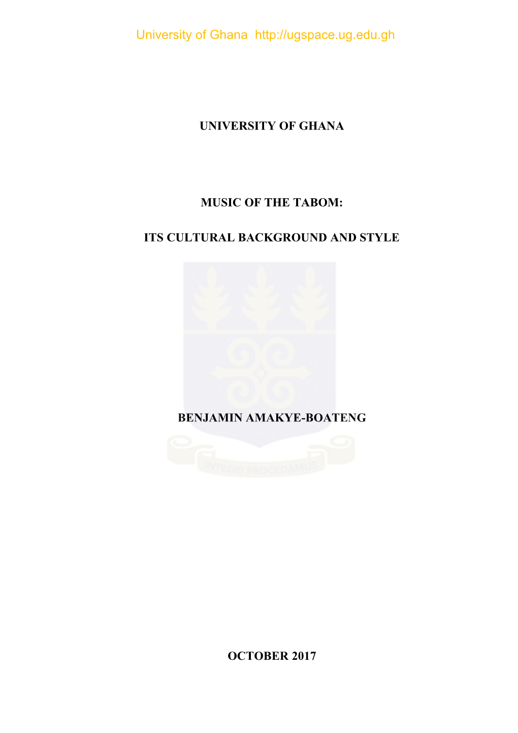 University of Ghana Music of the Tabom